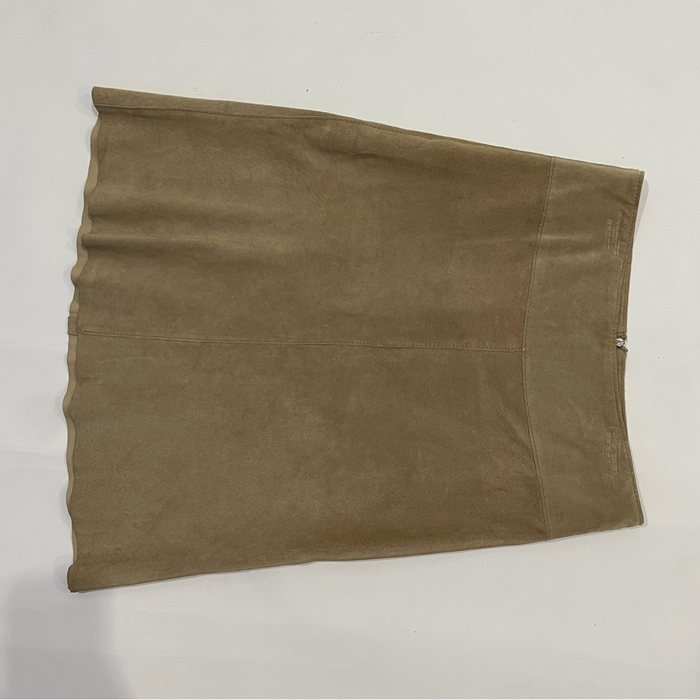 Adrienne Real Leather Tan Midi Skirt